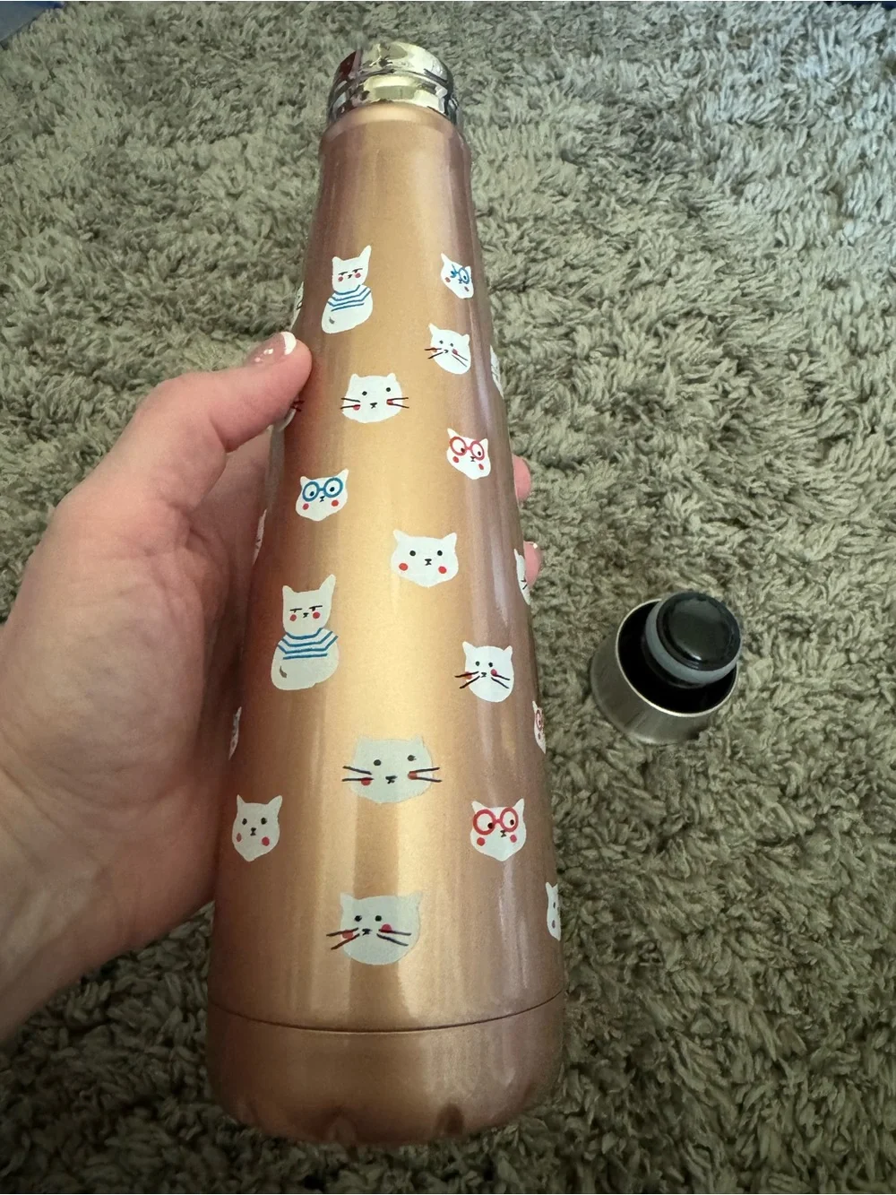 S'ip by S'well Rose Gold Cat Print Insulated Water Bottle – 15 oz